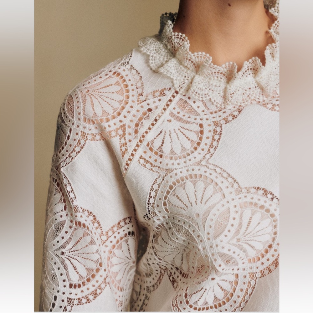 Sezane Bianca Blouse Ecru - Size 2 - Picture 3 of 13